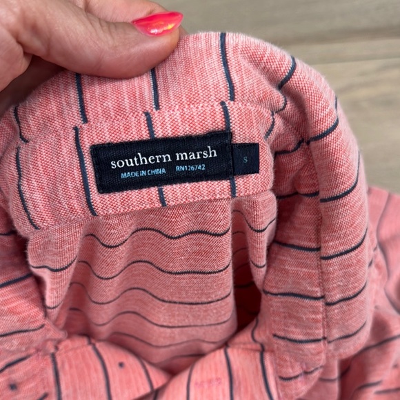 Southern Marsh Men's Short Sleeve Pink Striped Berkeley Performance Polo Shirt - Picture 7 of 10